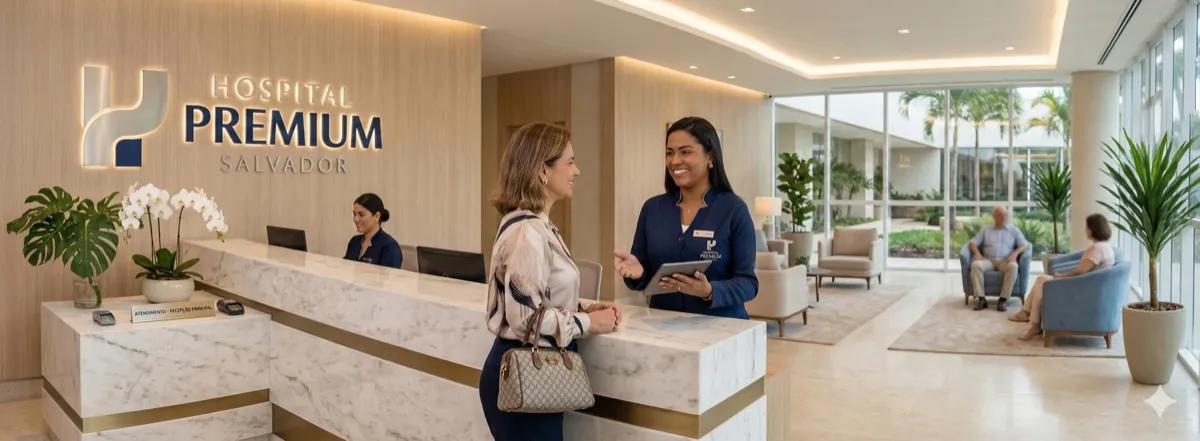 Recepção premium de hospital credenciado Amil em Salvador — atendimento de excelência